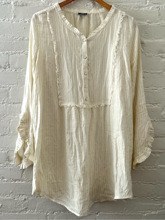 aerie Tops - Aerie Flowy Ruffled Tunic Top Blouse Cream Coquette Feminine Festival Fairy Boho